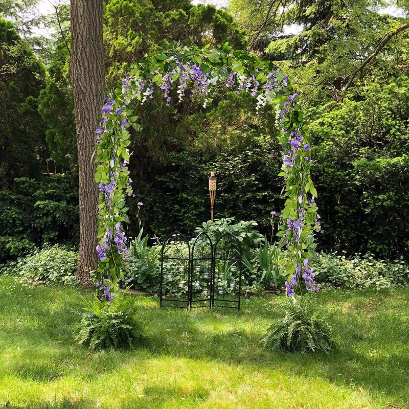 DearHouse 4Pcs 6.6Ft/Piece Artificial Flowers Silk Wisteria Garland Artificial Wisteria Vine Rattan Silk Hanging Flower for Home Garden Outdoor Ceremony Wedding Arch Floral Decor(Light Purple) - Image 3